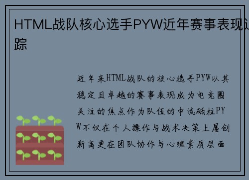 HTML战队核心选手PYW近年赛事表现追踪